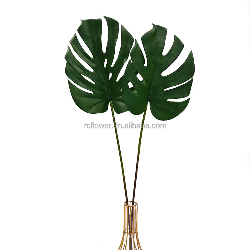 Artificial Palm Leaf Quality Artificial Deliciosa Monstera Decoration Tropical Palm Leaf Real Touch Latex Green Leaves