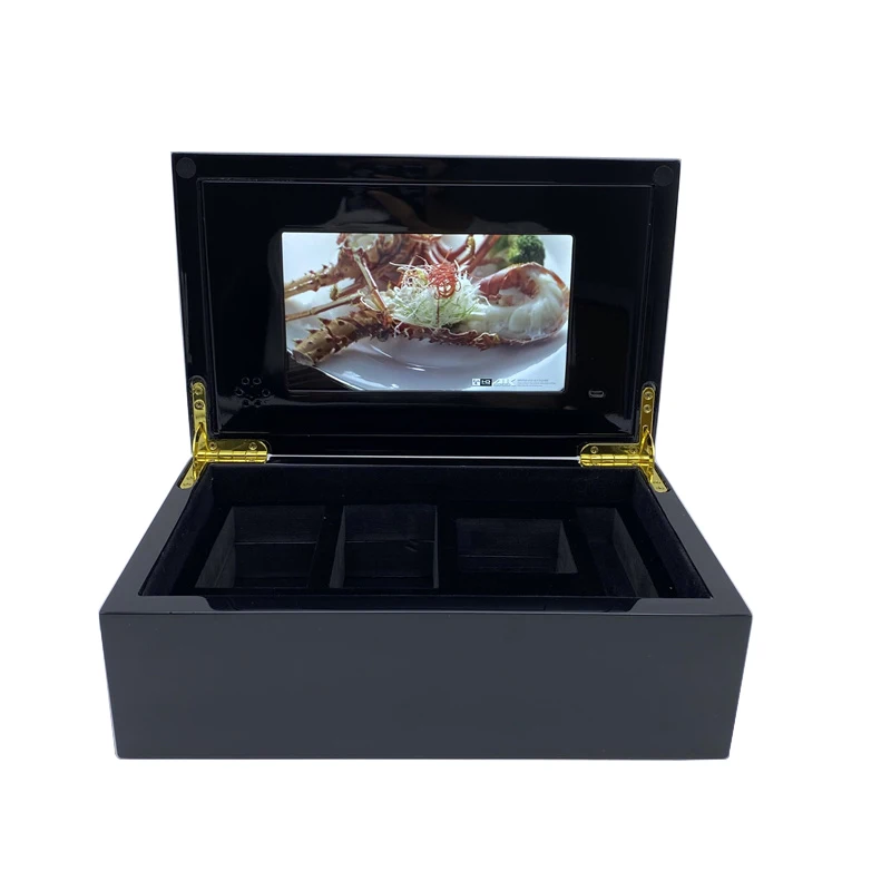 High quality 7 inch IPS/TFT gift wooden video brochure box with lcd screen