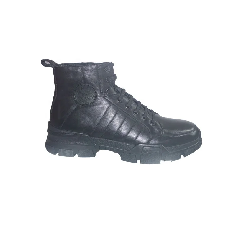 High Quality Gunie Leather Black Color Lace up Light Weight Water Proof Man Ankle Boots for Men