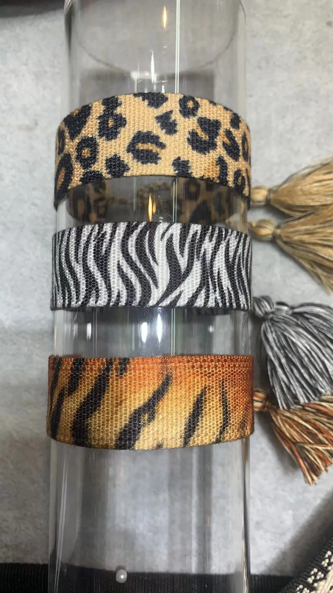 European and American fashion leopard print zebra print wrist woven adjustable bracelet