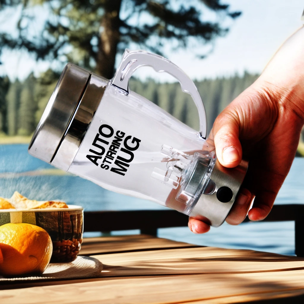 350ML Automatic Self-Stirring Plastic Travel Mug Modern Design Coffee Tumbler Cups for Office & Outdoor Use Customizable Logo