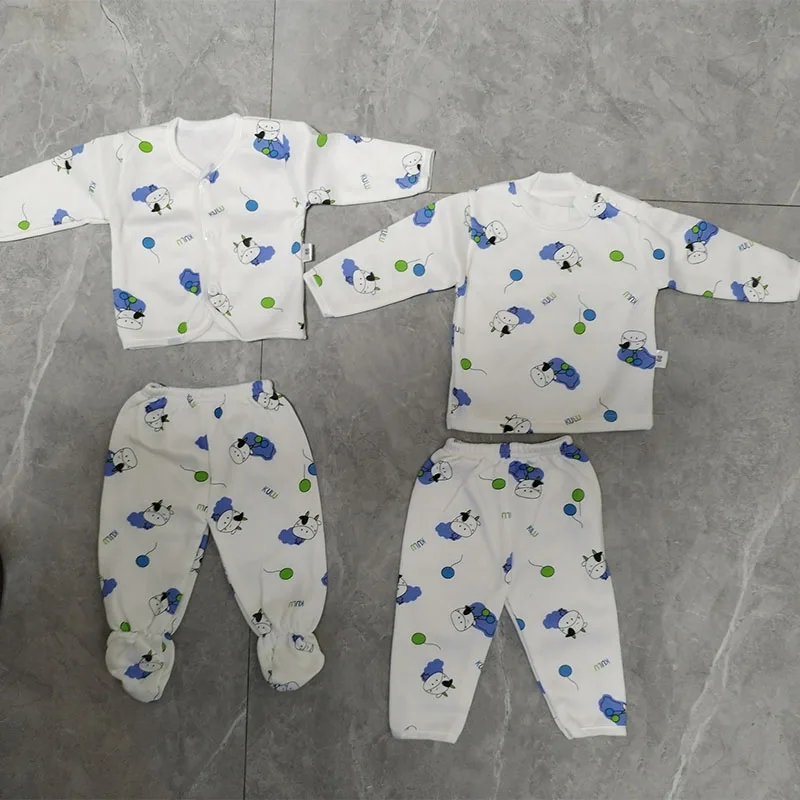 0-3 Months New Born Baby Cartoon Printing Winter Wear Keep Warm Baby Clothes 12 Pcs Baby Suit Sets Infant Clothes