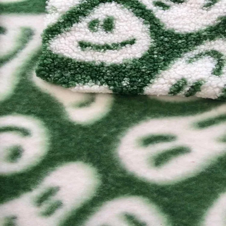 Super Soft Home Textile Blanket Coat Smiley Face Printed Teddy Microplush Fleece Printed Fabric