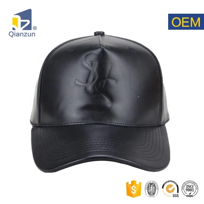 Black Leather Baseball Cap Sports Cap Hat Custom Kids Plain 5-panel Hat Unisex Character Embossed Babies COMMON