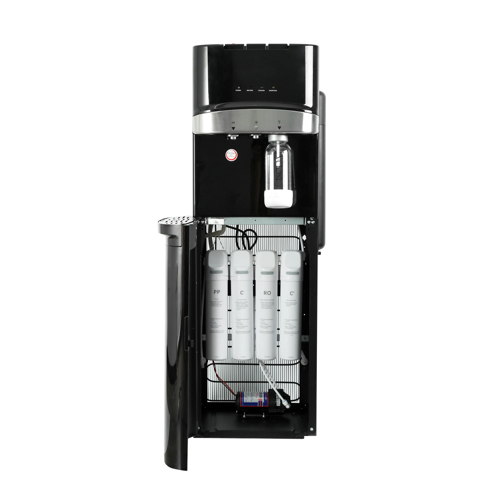 Hot and cold freestanding water dispensers with compressor and soda and sparkling water maker