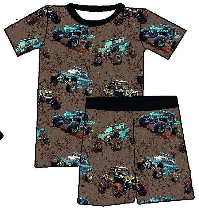 Zs16 Racing car print boys summer boys clothing sets jumpsuit
