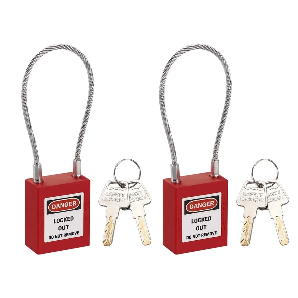 175mm Top Security Safety Lockout Tagout Safety Cable Locks out Steel Cable Wire PadLock