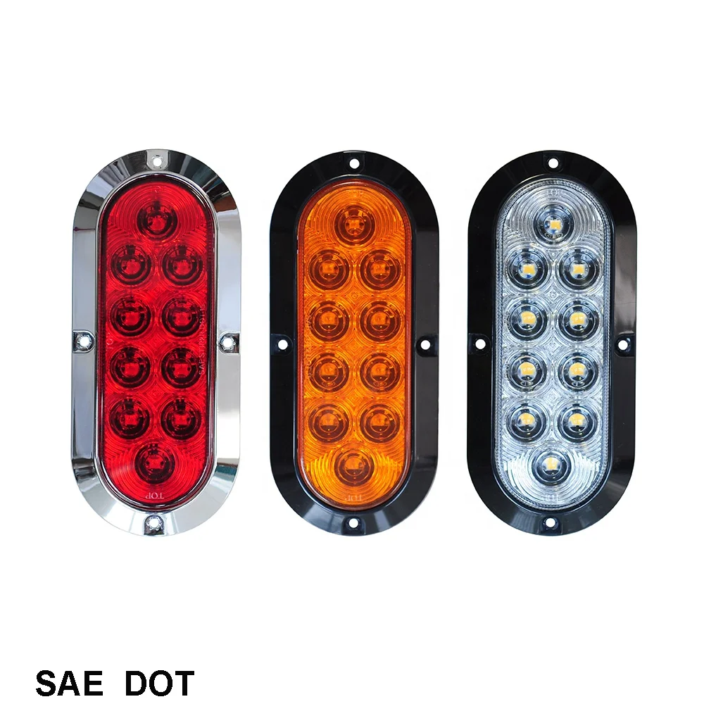 surface mount 6 inch oval led tail light DOT SAE for truck trailer