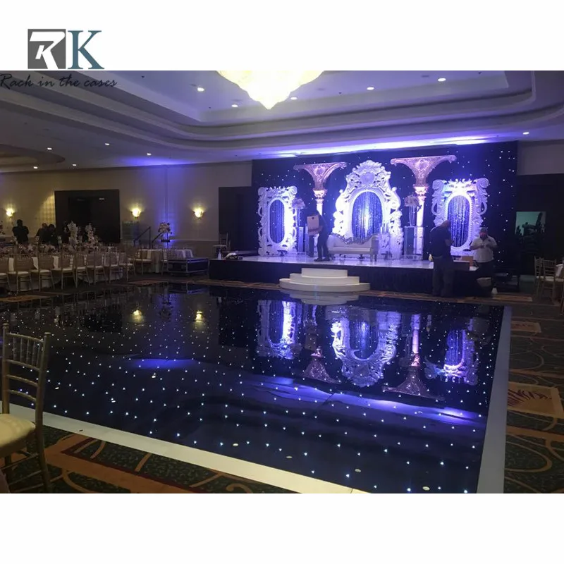 Acrylic Glossy Black led dance floor rental With mixed Red/Green/White/Blue leds