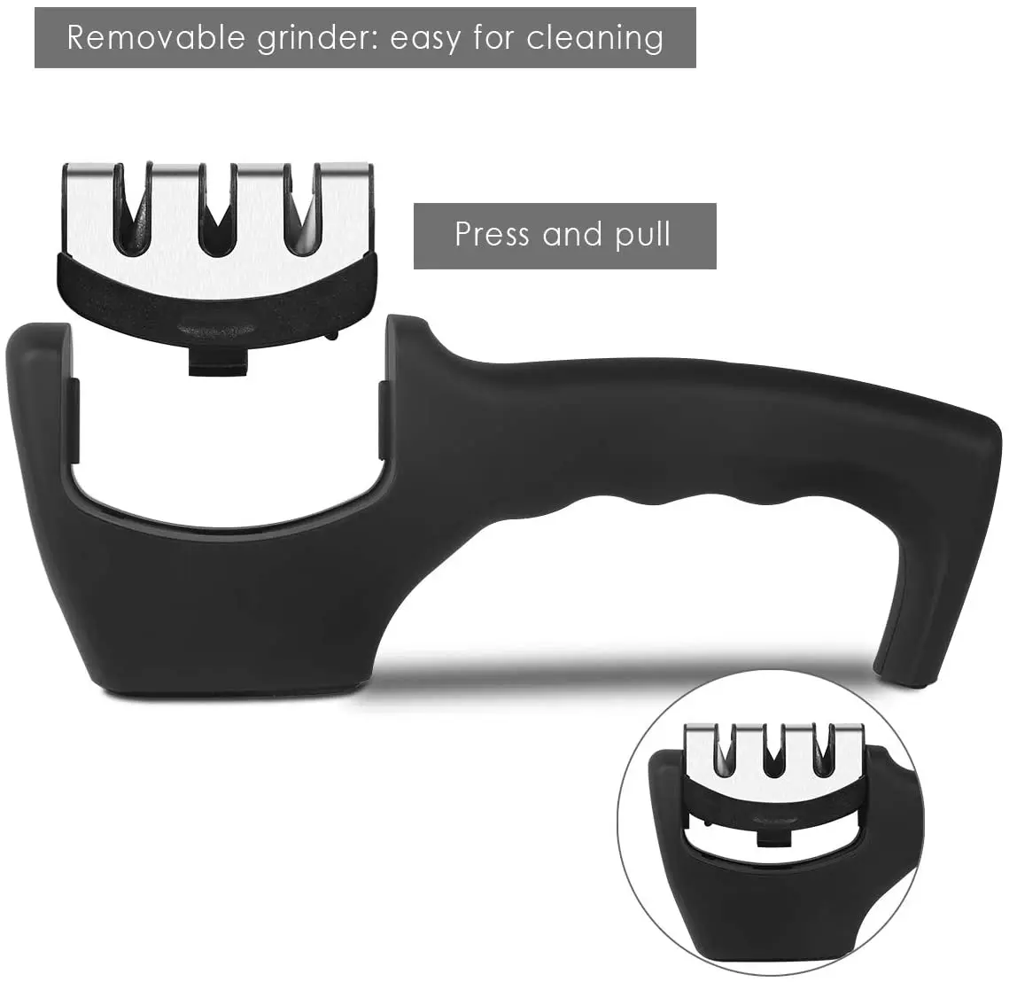 Kitchen Tools Diamond Manual Household Sharpening Stone  Grindstone 3 Stage Stainless Steel  Knife sharpener