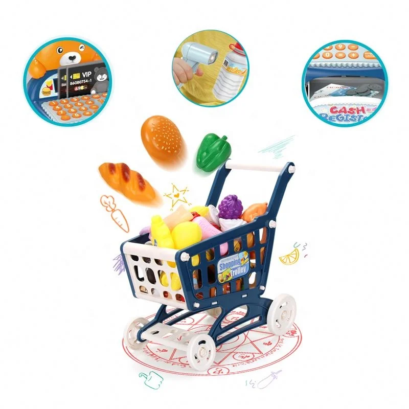 Top Quality Shopping Set With Calculator Scanner Supermarket Equipment Kids Electronic Cash Register Toy