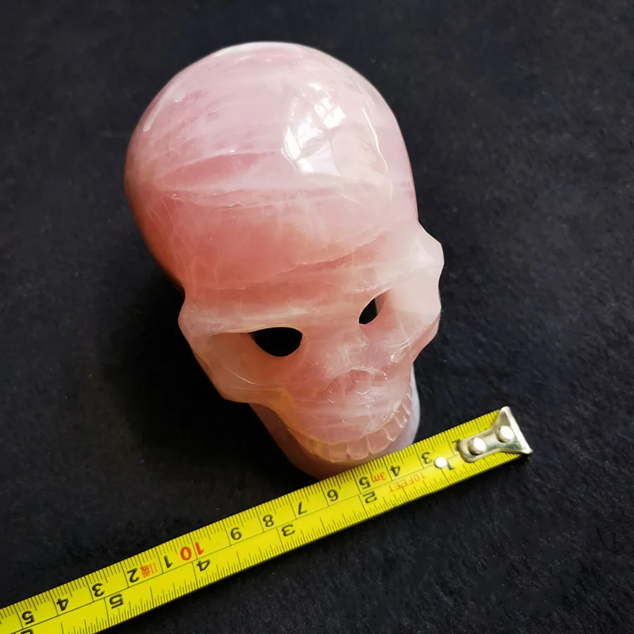 1-2 kg Rose quartz Skulls Loving Eyes Statue Natural Crystal Quartz Stone Hollow skeleton New products