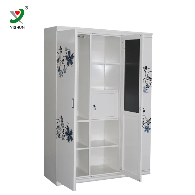 Home Baby bedroom iron triple door steel almirah wardrobe