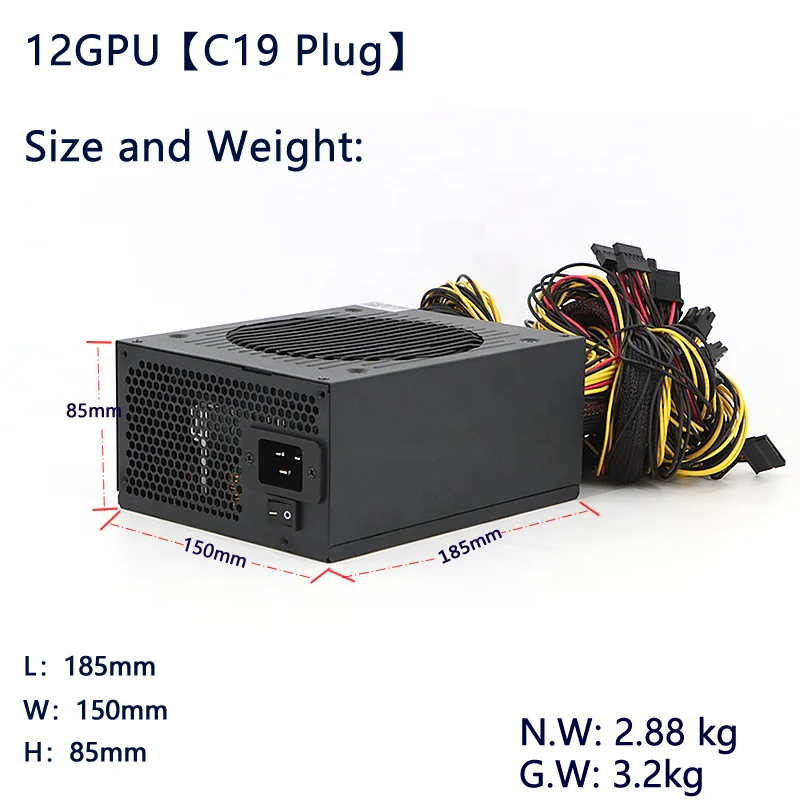 Julongfengbao silent 220V 2600W switching power supply 110V 2000W power supply support 12gpu  2800w graphics card power supply