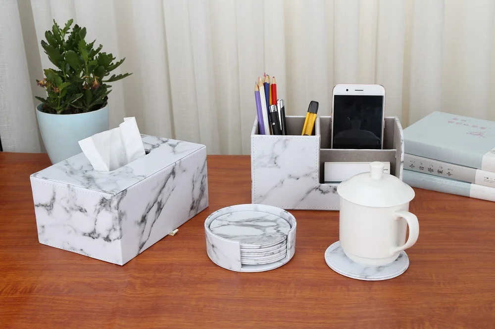 Custom Printed Artificial Leather Marble Serving Tray