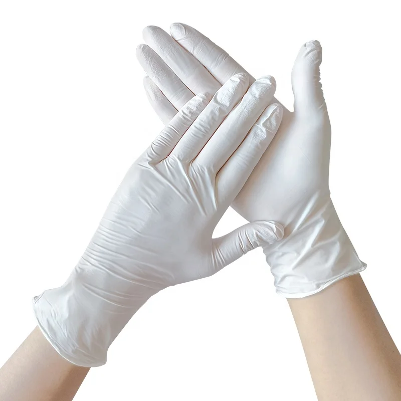 100 PCS Box Nitrile Examination Gloves Dental Hand Gloves Anti-slip White Disposable Powder Free Nitrile Gloves for Medical use
