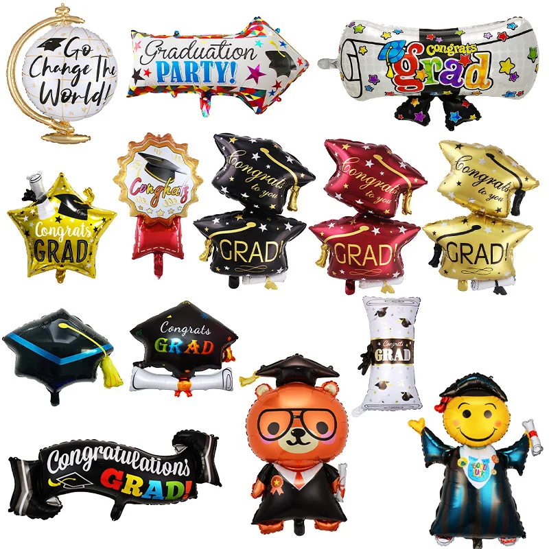 Aluminium Foil Balloons Hats Graduation Party Decorations Globos Graduation Gift Ballon Congrats GRAD Party You Did It Supplies