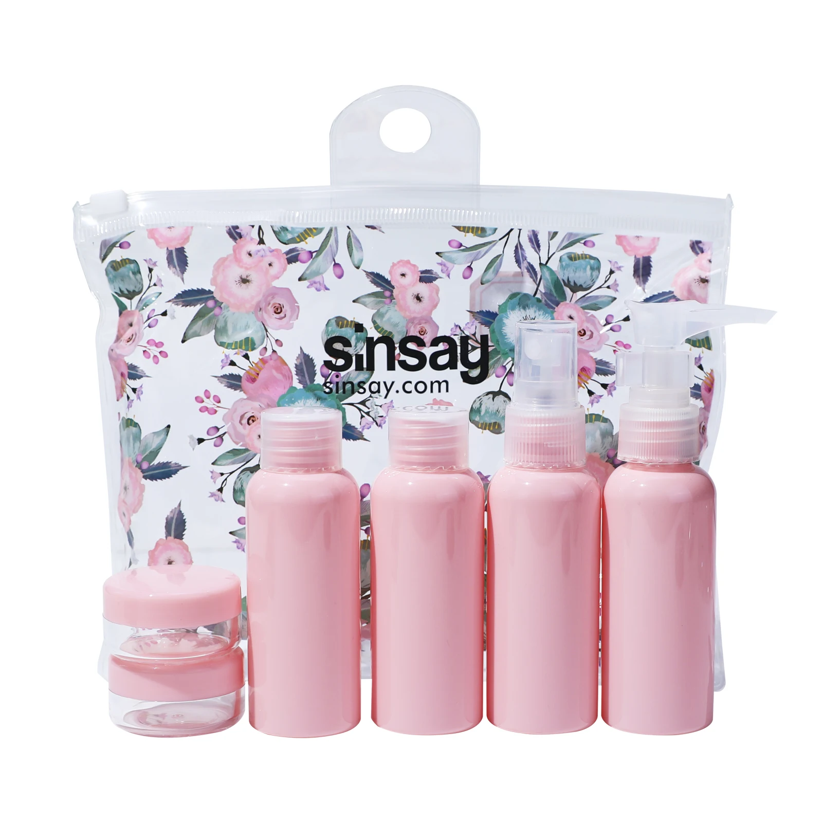 Customizable Pink PET Cosmetic Travel Kits Skin Care Screen Printing PUMP Sprayer Cosmetic Travel Set Box Bottle