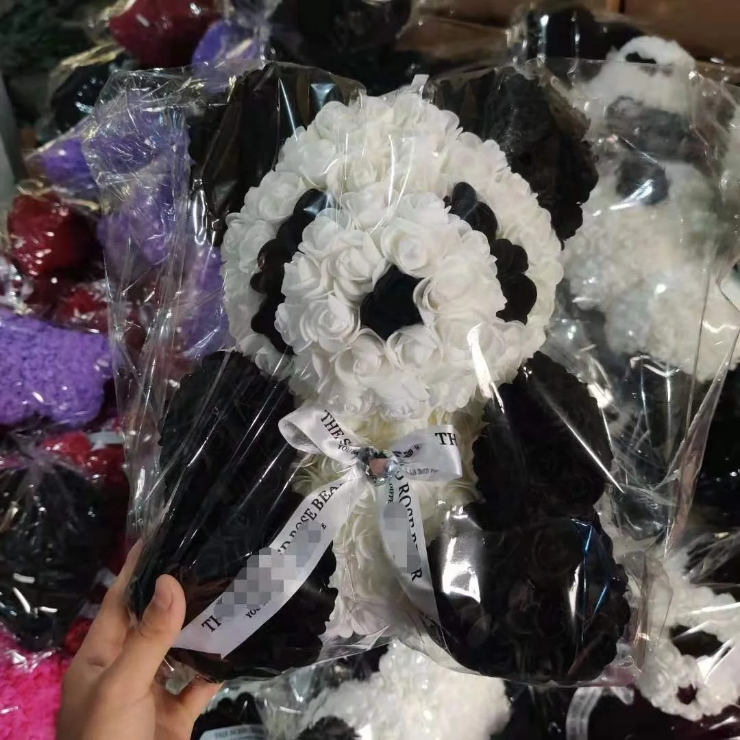 Wholesale 40CM artificial flower rose bear PE bear  for valentines day gifts