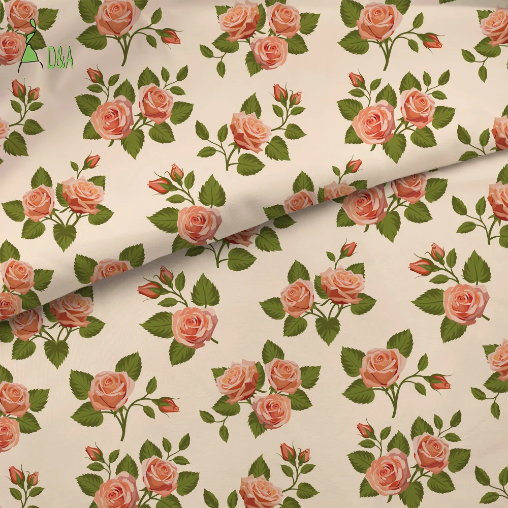 Colorful Small Roses Floral Printed Cotton Fabric Light Woven 100% Cotton Fabric And Textile For Garment