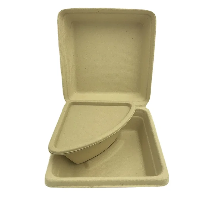 Биоразлагаемая посуда, сахарный тростник, одноразовый контейнер для еды, раскладушка, 6 дюймов