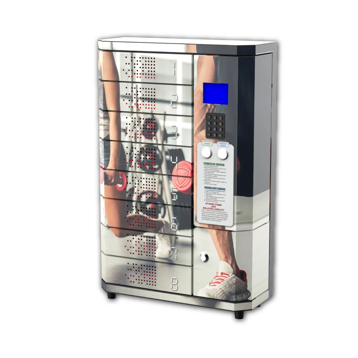 Public Wall Mounted Steel Body Cell Phone Charging Station High Quality Charging Lcokers with 8 Digital Secured Lockers