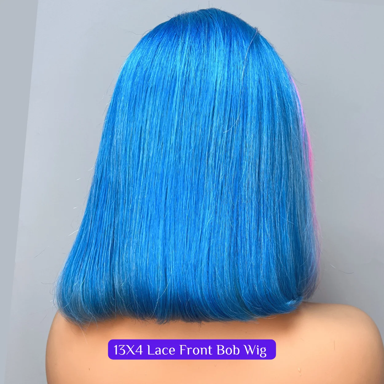 Cheap Wig Vendor Royce Hair Customized Wig Highlight Pink Color Mixed Blue Color Double Drawn Bob Wigs Human Hair Lace Front