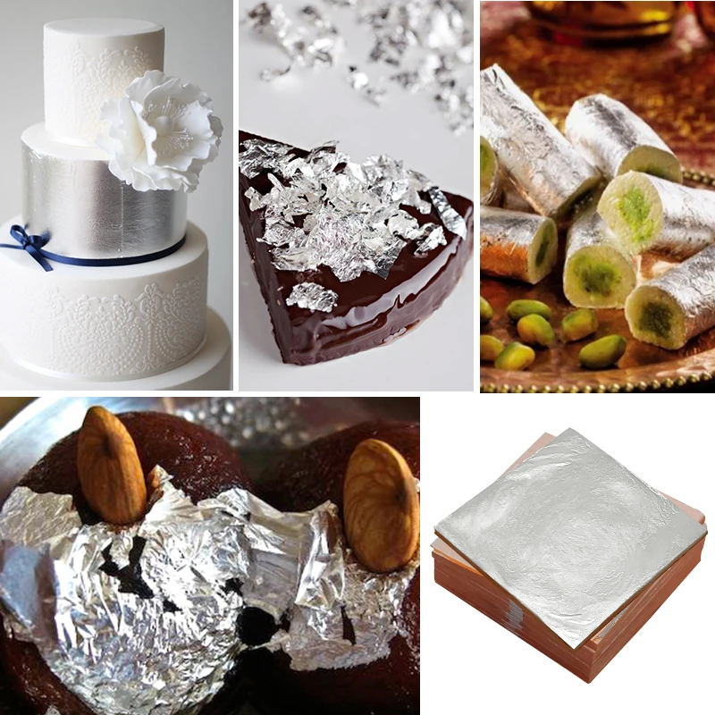 Factory Direct Sales 1g Per Bottle 99.9% Edible Gold Silver flake For Food and Beauty Art Decoration Gold Leaf Foil metal crafts