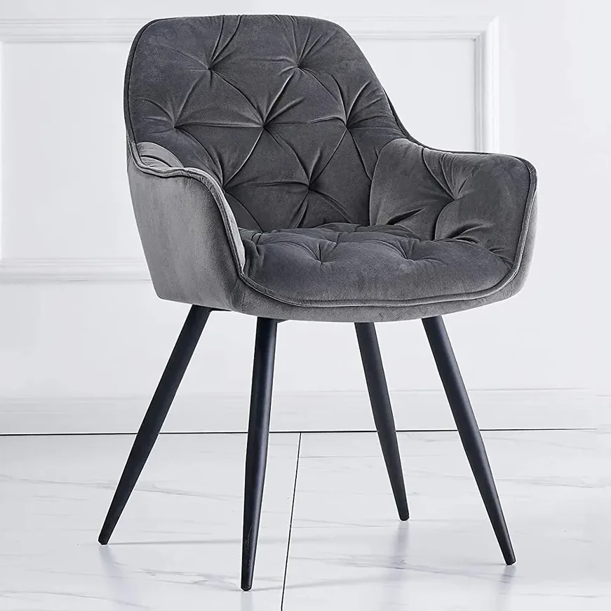 Cheap Contemporary Chinese White Designer Italian Beige Large High Back Light Grey Fabric Dining Chair With Arms