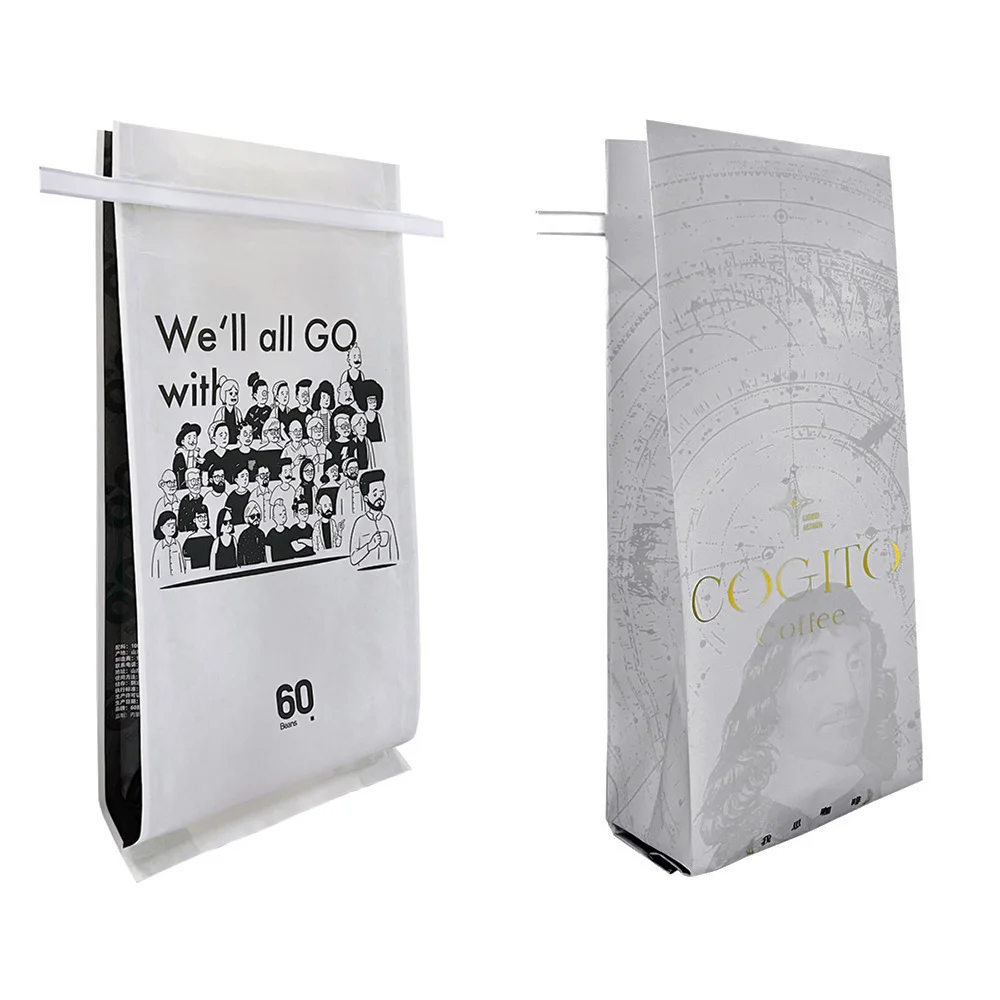 Custom Print 100g 200g 500g 6oz 8oz 10oz Coffee bean Pouch Packaging Bags with Valve And Tin Tie For Coffee Tea
