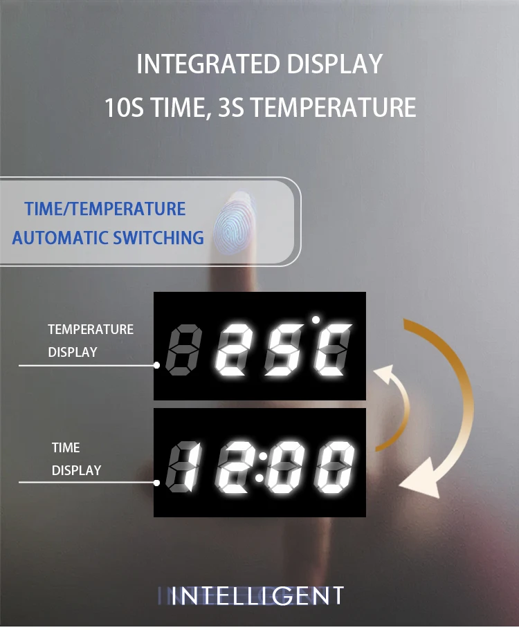 3X magnify waterproof IP66 with digital clock and fogless led bathroom smart mirror for make up