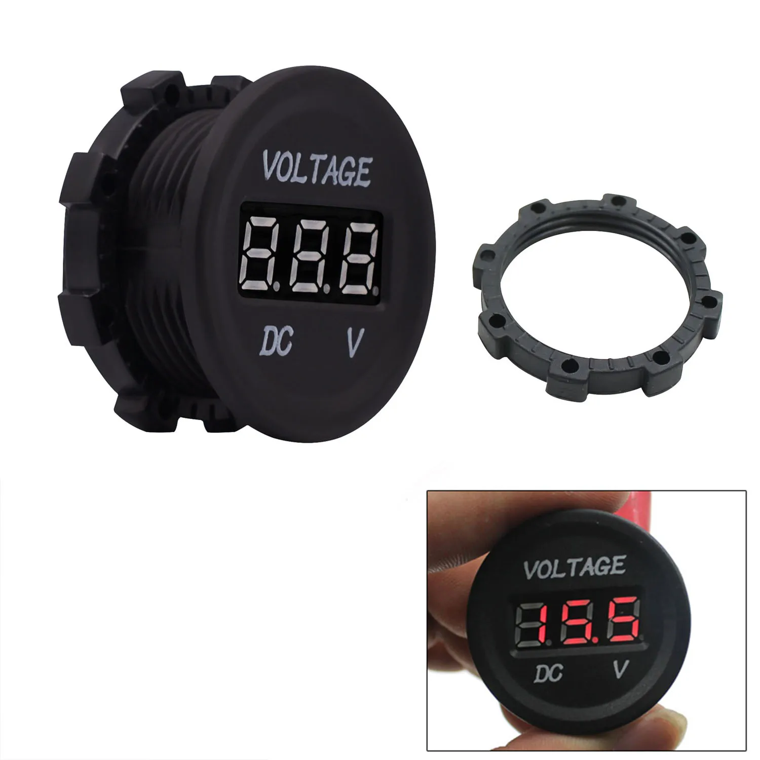 Waterproof round auto boat car  motorcycle DC6-30V LED panel mini digital voltage meter tester display voltmeter