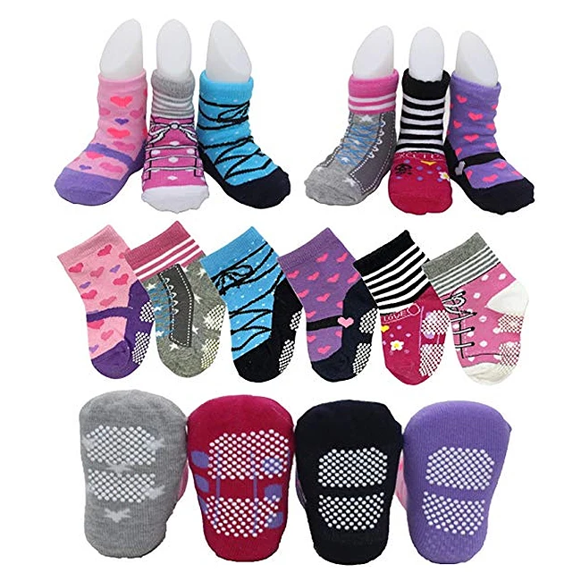 cotton tube socks for young girls kids anti slip  cute cartoon crew socks custom design wholesale