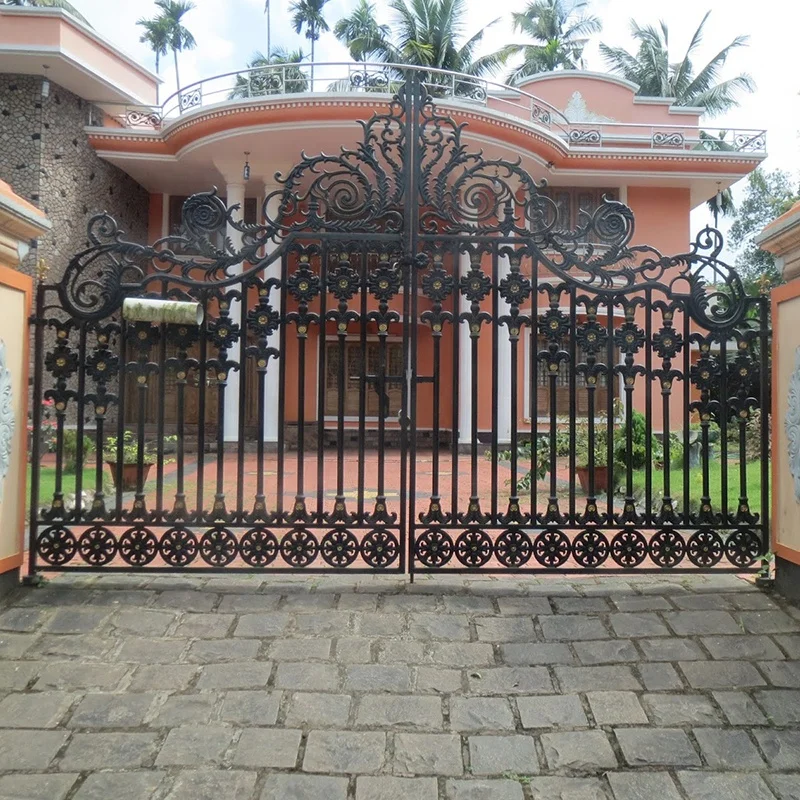 Main latest double door wrought iron gates designs wood steel garden driveway entrance gate