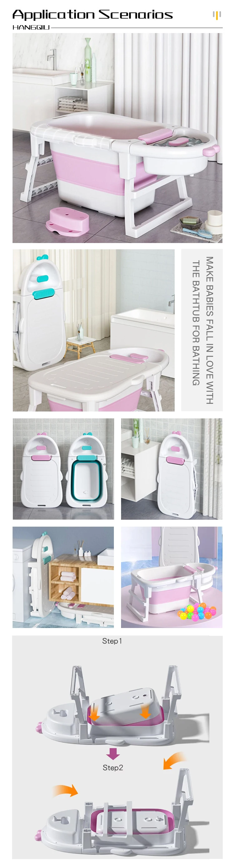 Hot plastic foldable bathtub