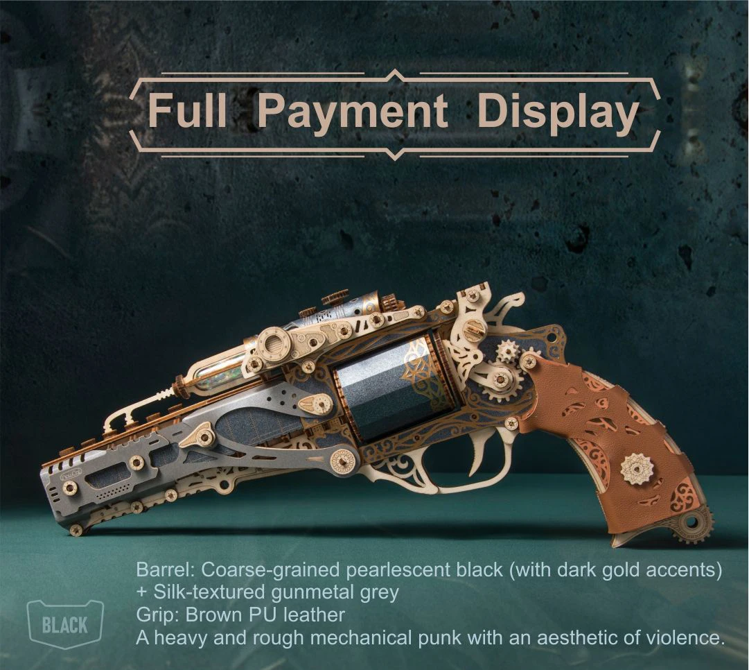 Wood Puzzle Model Kits Toys For Children Kids Girls Birthday Gift MODEL DIY 3D Wooden Puzzle Steam Revolver Assembly