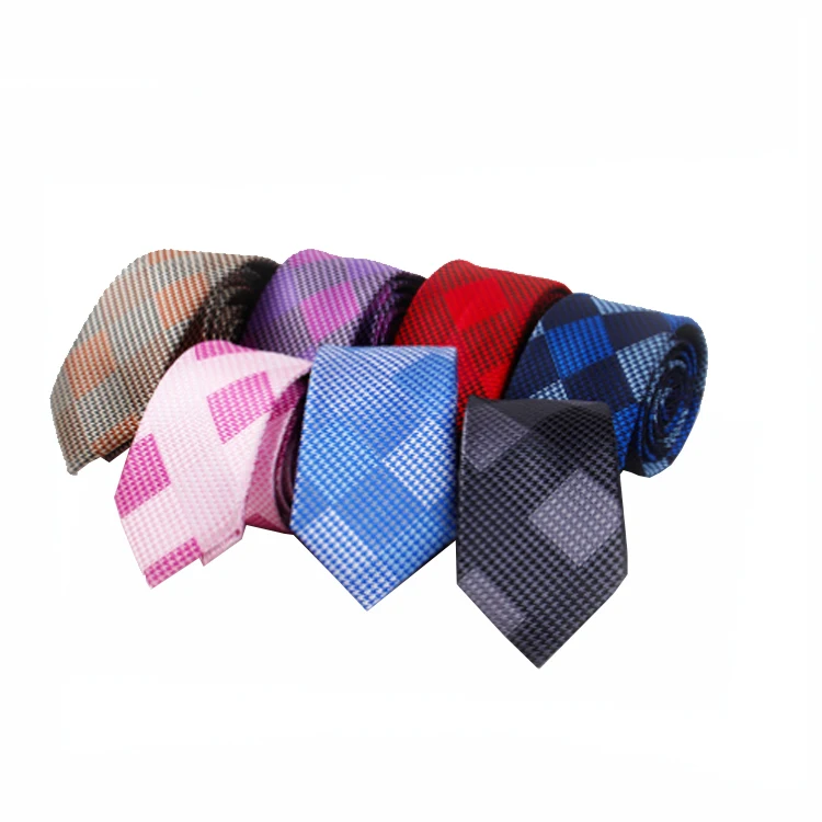 Dot Plaid Jacquard Necktie 65mm Polyester Men Tie Red Business Suit Necktie Gift Accessory