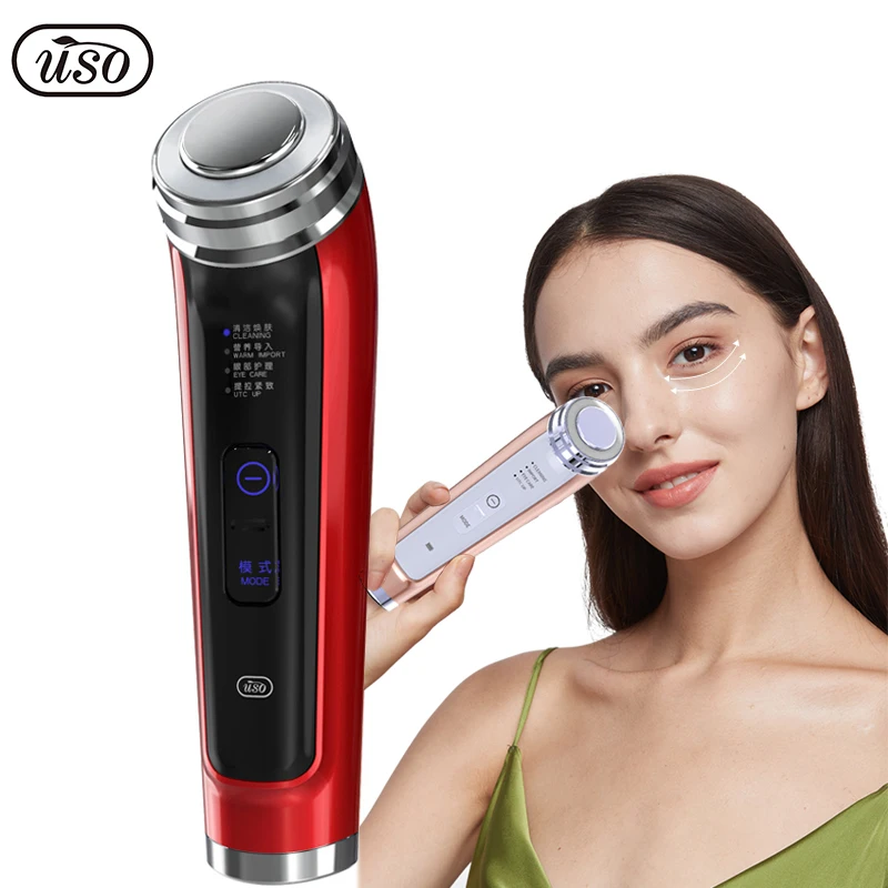 
Multifunction wireless LED photon therapy wrinkle remover microcurrent vibrate ultrasonic face cleaning skin massager device 
