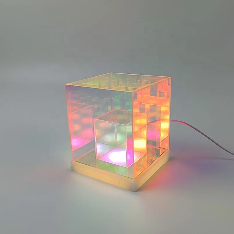 3D Acrylic Table Lamp USB Power LED Cube Crystal Night Light For Bedroom Decor