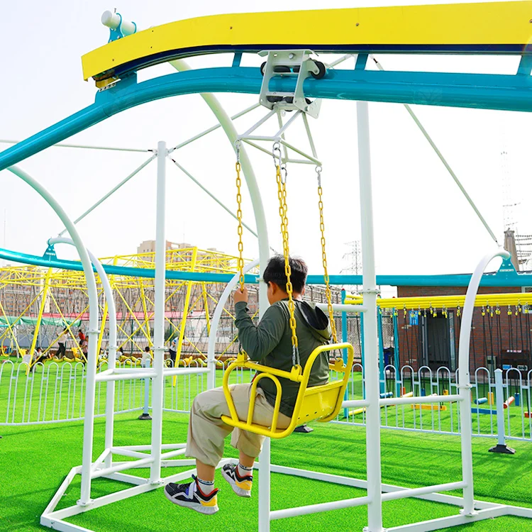 Commercial Amusement Kids Park Zip Line Unpowered Pedal Mini Roller Coaster Ride Zip Line