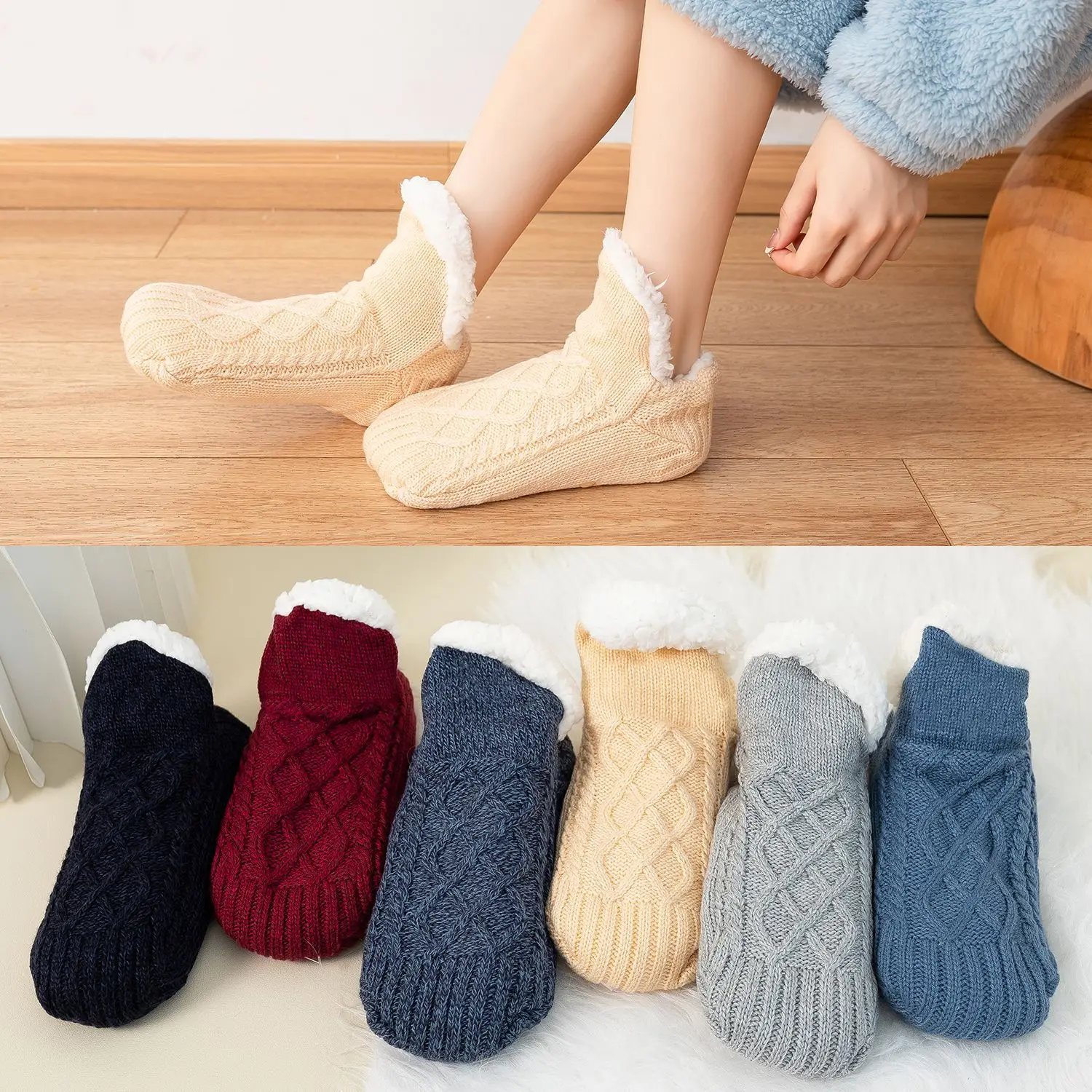 Women Men Super Thick Keep Warm Fleece Coral Winter Home Floor Sleeping Shoe Socks