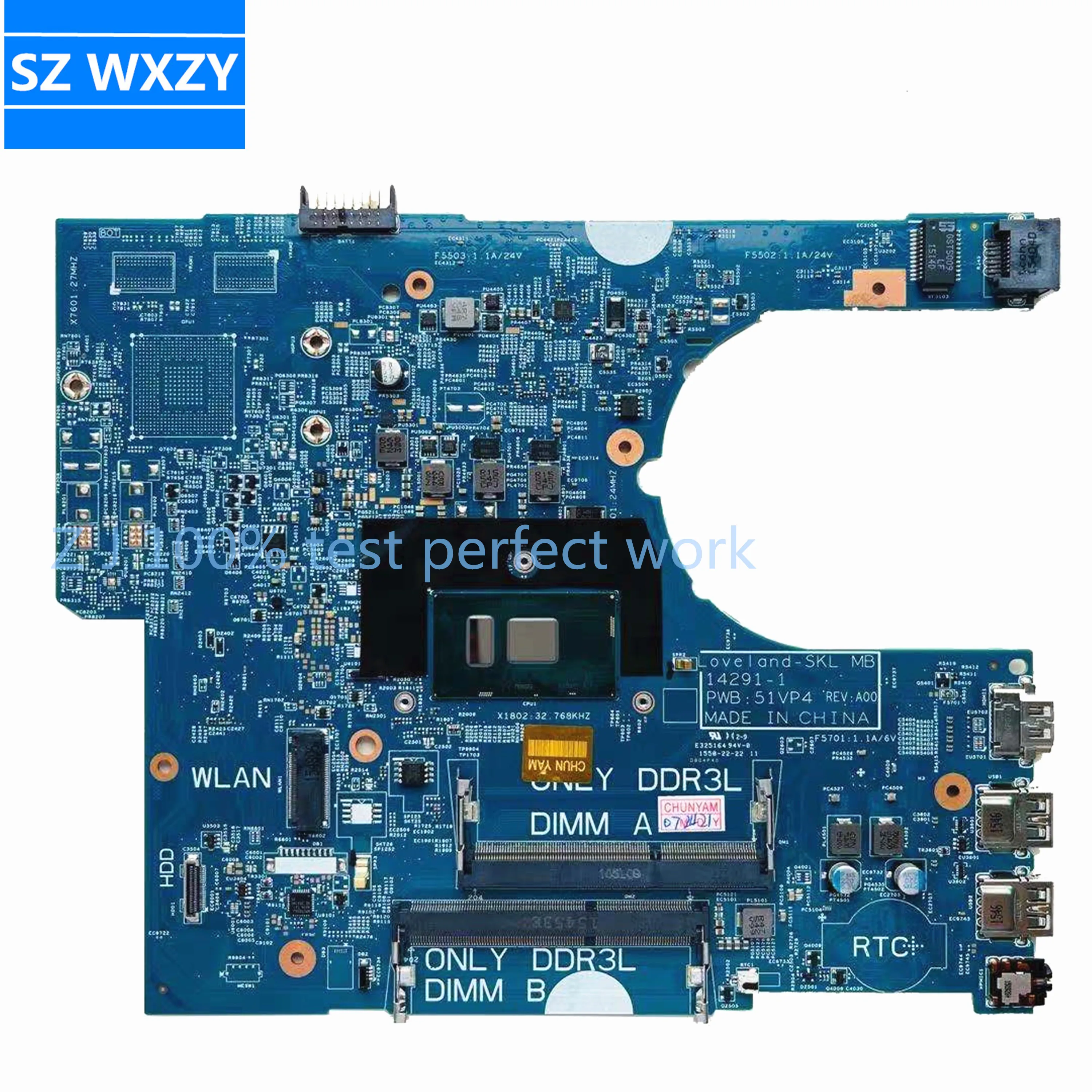 Для DELL Latitude 3470 3570 материнская плата портативного компьютера с SR2EU i3-6100u процессор 0P5M6K P5M6K 14291-1 ПРБ: 51VP4 DDR3L мб 100%