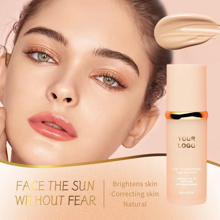 Private Label Cosmetics Color Change Foundation 4 In 1 sunscreen liquid foundation full coverage foundation base for black skin