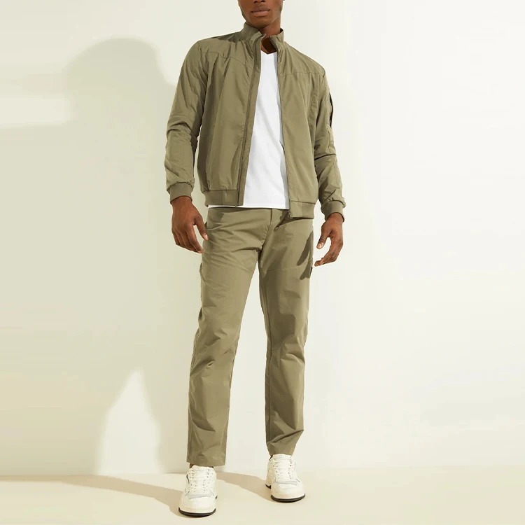 wholesale men sweatsuit nylon jogger tracksuit custom logo fitness windbreaker sportswear private label suits set training wear