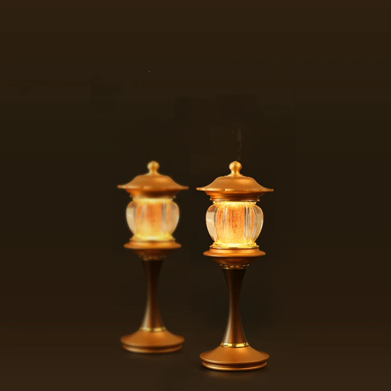 Sanmantuo Buddhist Crystal Butter Lamp LED Bronze Buddha Lamp Electronic Candle Lotus Lamp