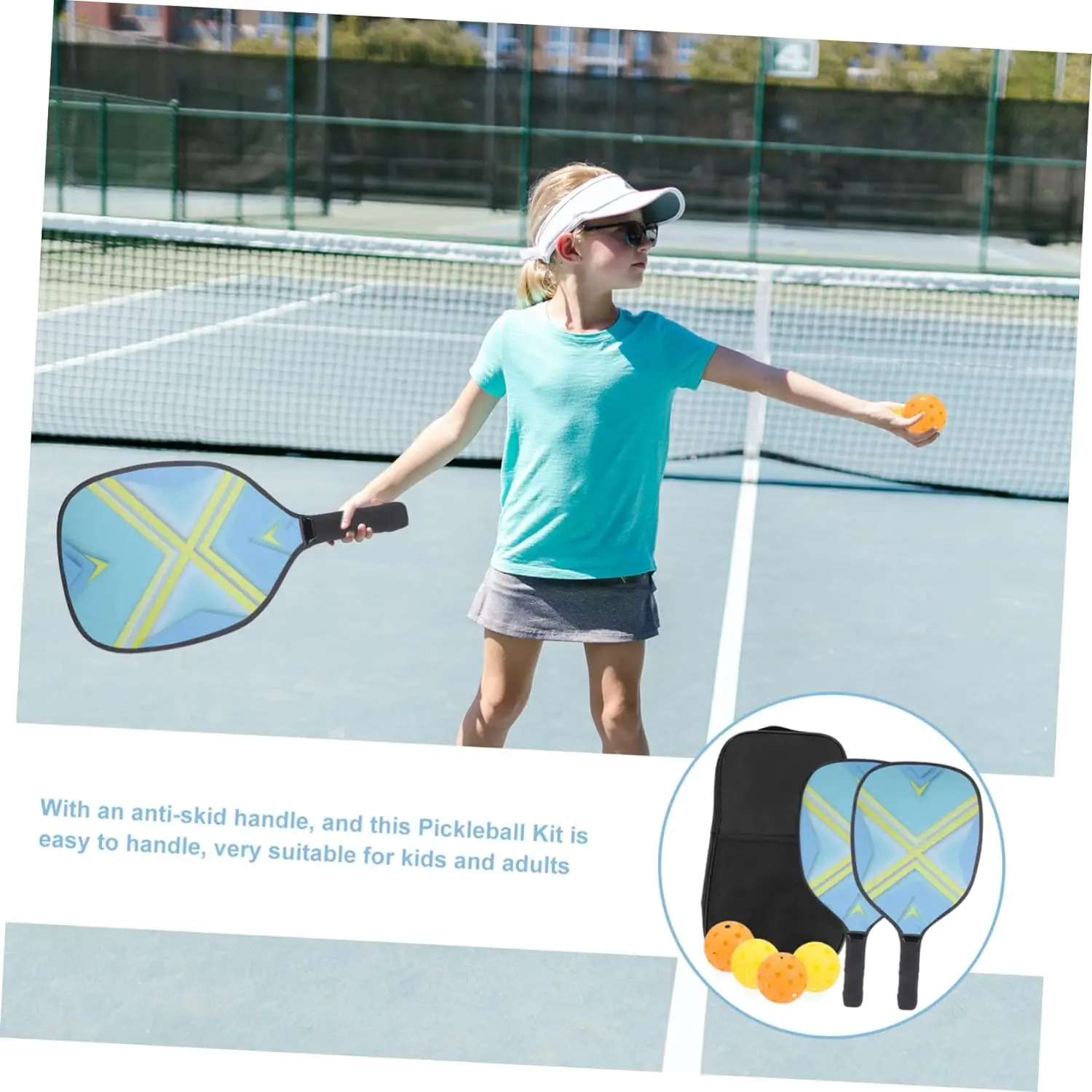 2 Customized Graphite Pickleball Paddles With 1 Bag And 2 Outdoor Yellow Pickleballs 2 Indoor Orange Pickleballs