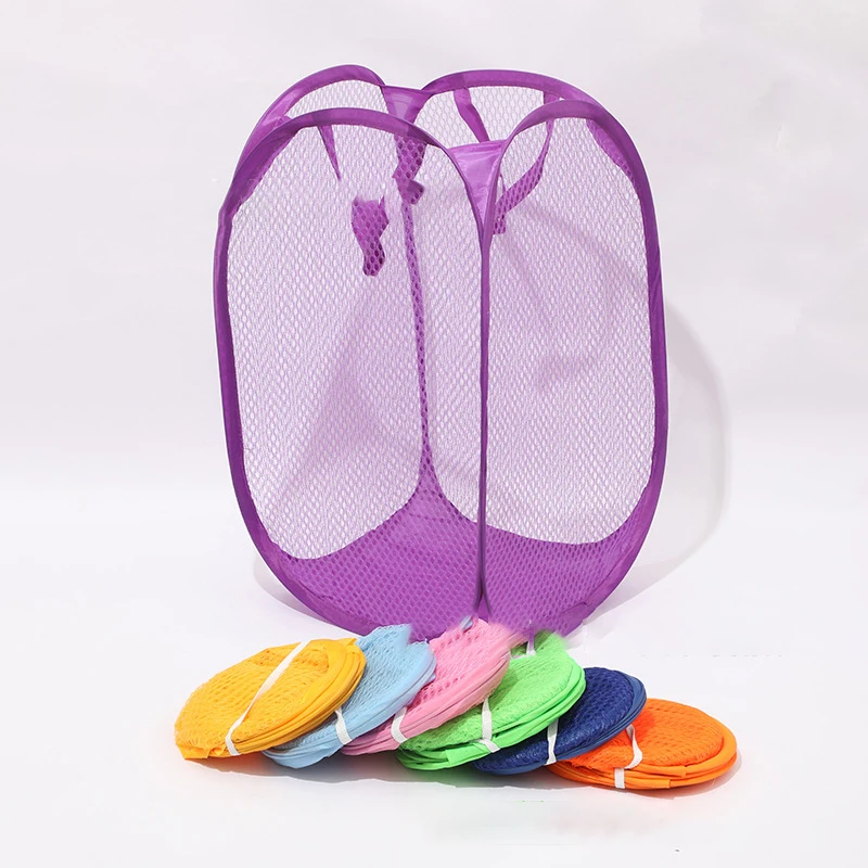 Household folding toy clothes storage basket net art dirty clothes basket storage barrel laundry basket