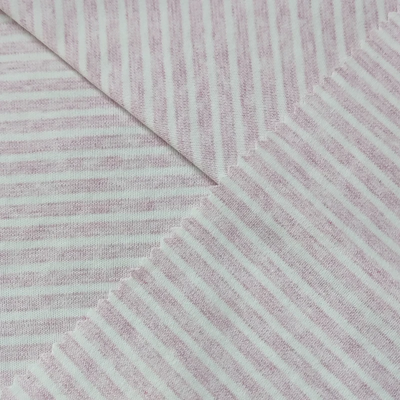 Hot selling  Y/D Stripe Interlock 100% Cotton knit  fabric Fabric Soft Dress Shirt Fabric