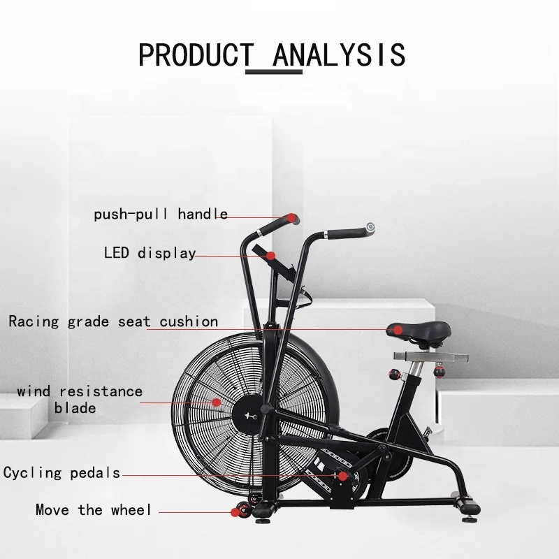 Unisex Steel Air Trainer Bike Assault Black Exercise Bike with Fitness Resistance Band for Gym Use