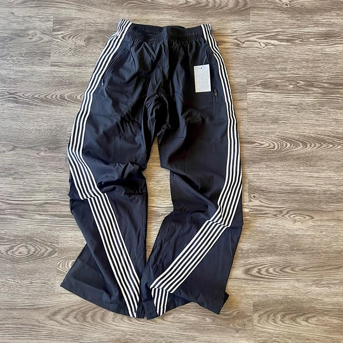 Huili Supplier Customized Striped Tape Side Wide Leg Sporty Pants Men Y2K Streetwear Nylon Track Pants Straight Leg Sweatpants